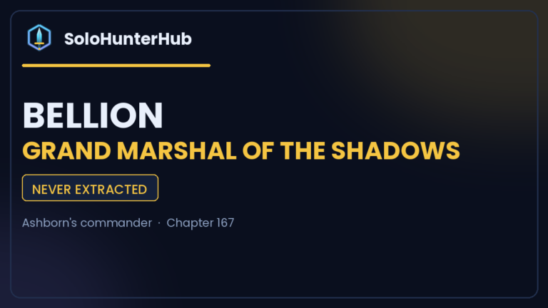 Bellion Solo Leveling Grand Marshal character profile